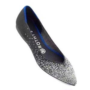 Rothy's The Point Slate Metallic Silver Retired Flats Women’s Size 8.5